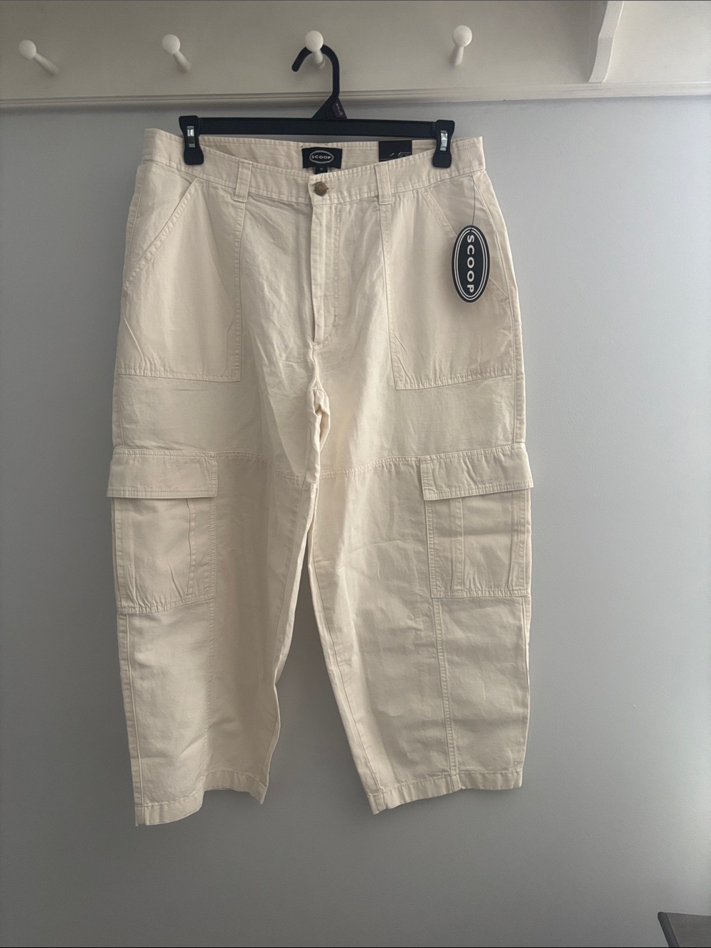Scoop Cream Cargo Pants for Women — Utility Pocket Straight Leg